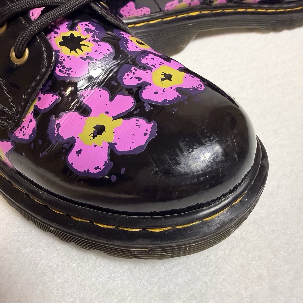 Dr. Martens 1460 J 8-Eye Patent Black Floral High Top Boot Youth Size US 4 - Picture 10 of 16